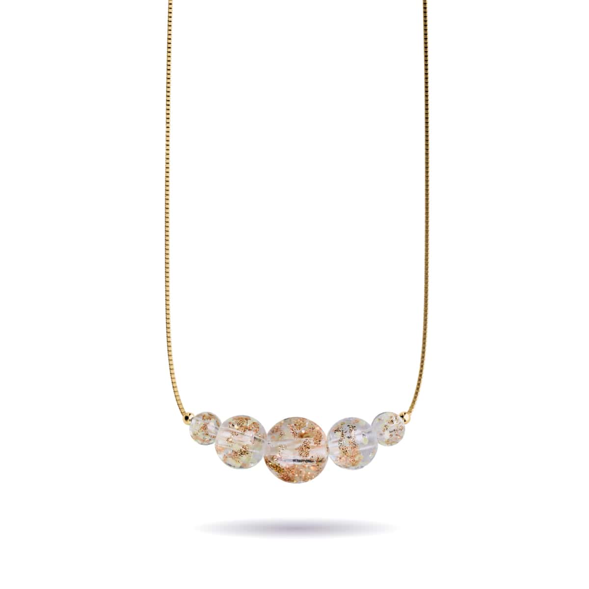 Albâtre | Or Vermeil .925 | Collier fermoir infini en verre luciole